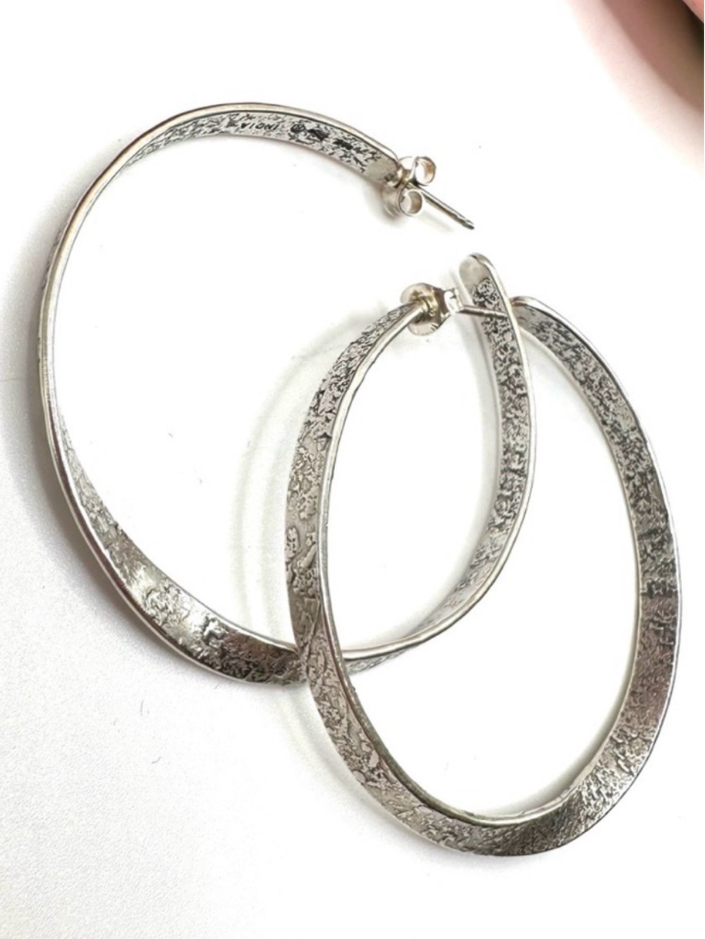 Silpada Rare Sterling Silver "Twist of Fate" Abstract Twisted Hoop Earrings